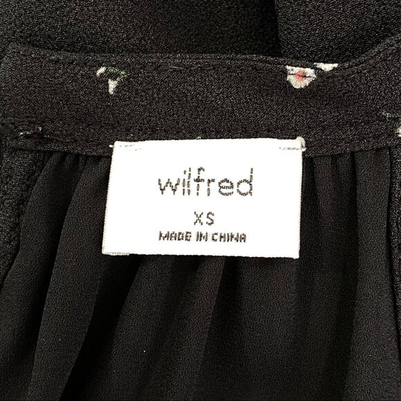 Aritzia Wilfred Effet Halter Floral Dress Womens Size XS Black Split Back Ruffle - Picture 13 of 16